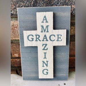 *Amazing Grace Layered Wooden Cross Block